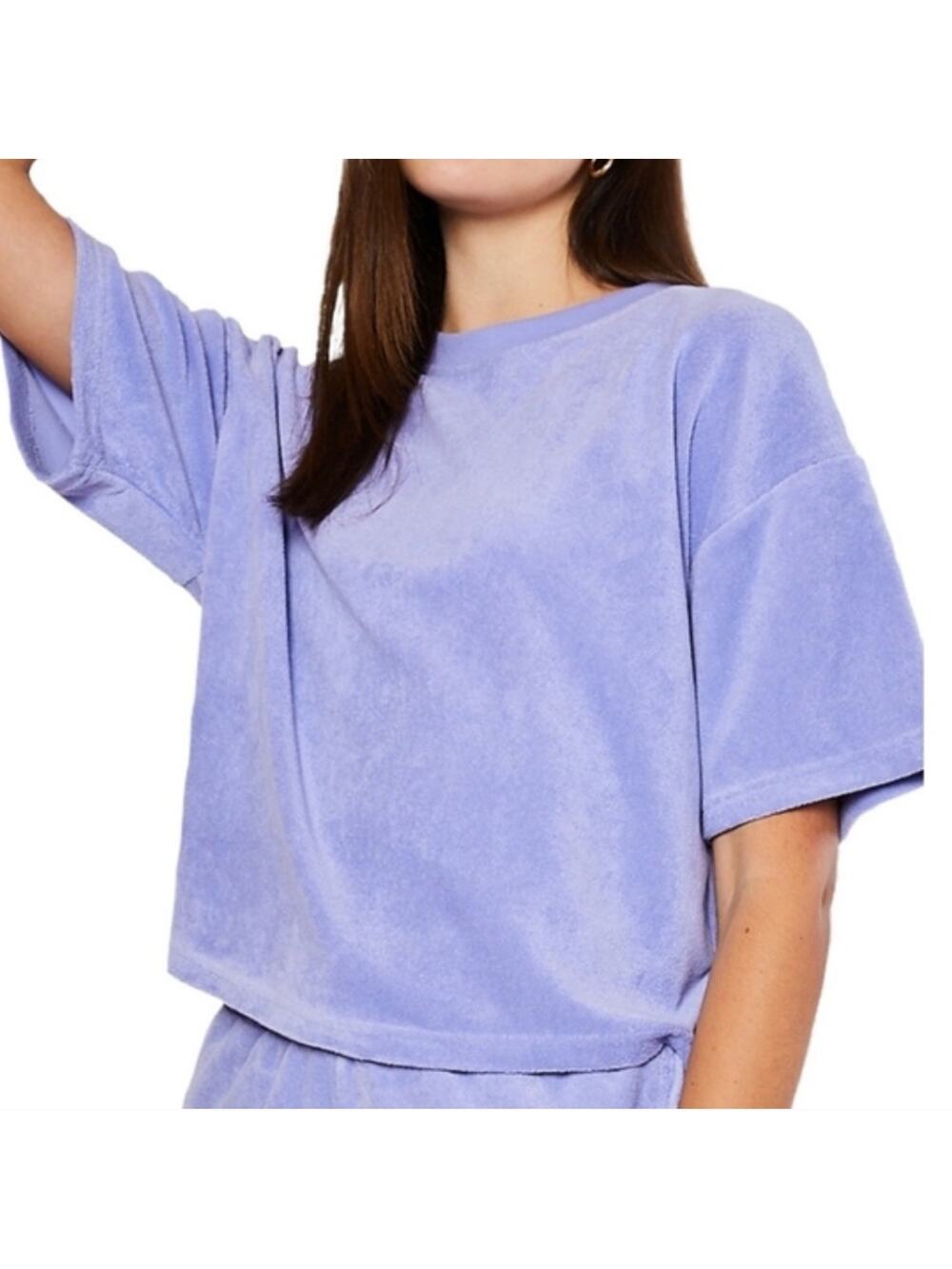 New Terry Cloth Purple Short Sleeve Top Size Medium